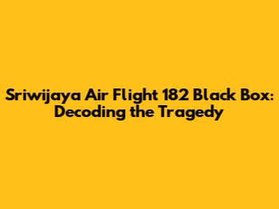 Sriwijaya Air Flight 182 Black Box: Decoding the Tragedy