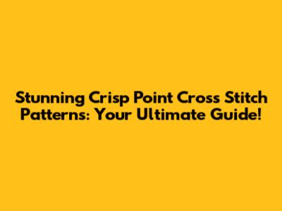 Stunning Crisp Point Cross Stitch Patterns: Your Ultimate Guide!