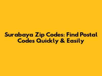 Surabaya Zip Codes: Find Postal Codes Quickly & Easily