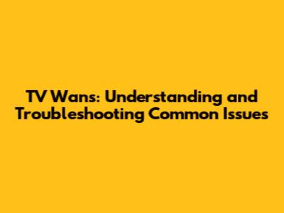TV Wans: Understanding and Troubleshooting Common Issues