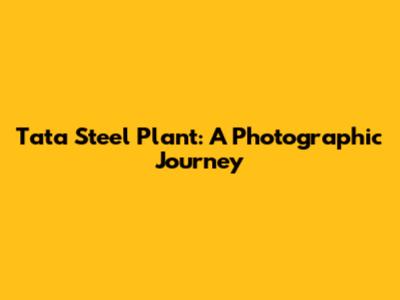 Tata Steel Plant: A Photographic Journey