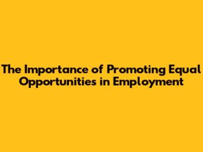 The Importance of Promoting Equal Opportunities in Employment