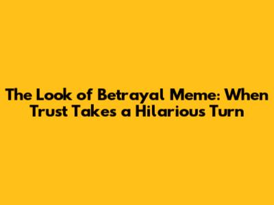The Look of Betrayal Meme: When Trust Takes a Hilarious Turn