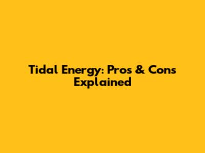 Tidal Energy: Pros & Cons Explained