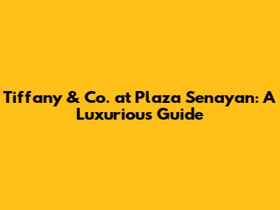 Tiffany & Co. at Plaza Senayan: A Luxurious Guide