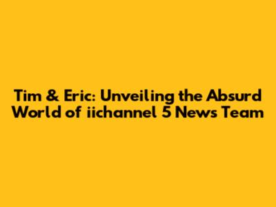 Tim & Eric: Unveiling the Absurd World of iichannel 5 News Team