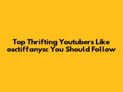 Top Thrifting Youtubers Like osctiffanysc You Should Follow