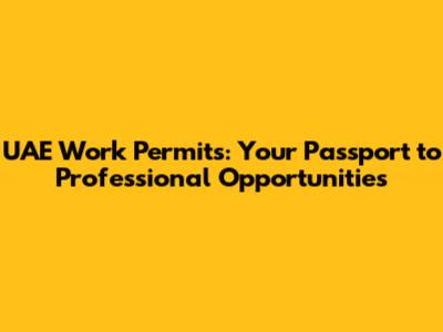 UAE Work Permits: Your Passport to Professional Opportunities