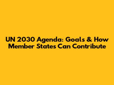 UN 2030 Agenda: Goals & How Member States Can Contribute