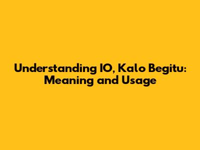Understanding "IO, Kalo Begitu": Meaning and Usage