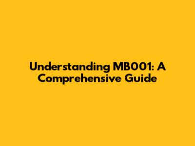 Understanding MB001: A Comprehensive Guide