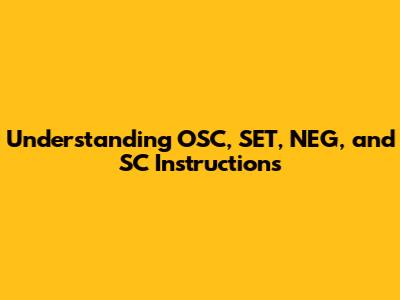 Understanding OSC, SET, NEG, and SC Instructions