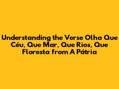 Understanding the Verse "Olha Que Céu, Que Mar, Que Rios, Que Floresta" from "A Pátria"