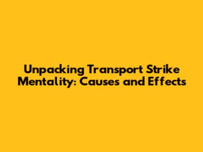 Unpacking Transport Strike Mentality: Causes and Effects