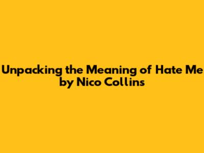 Unpacking the Meaning of "Hate Me" by Nico Collins
