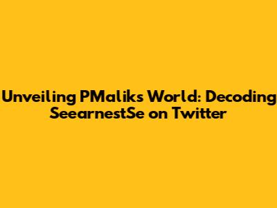 Unveiling PMalik's World: Decoding SeearnestSe on Twitter