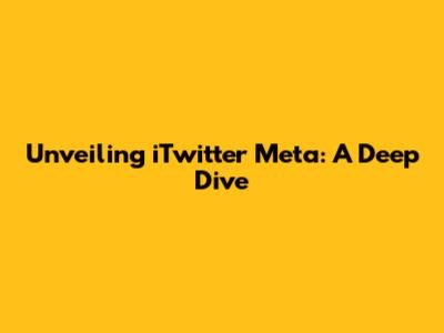 Unveiling iTwitter Meta: A Deep Dive