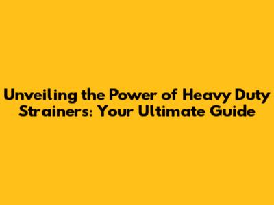 Unveiling the Power of Heavy Duty Strainers: Your Ultimate Guide