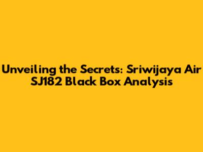 Unveiling the Secrets: Sriwijaya Air SJ182 Black Box Analysis