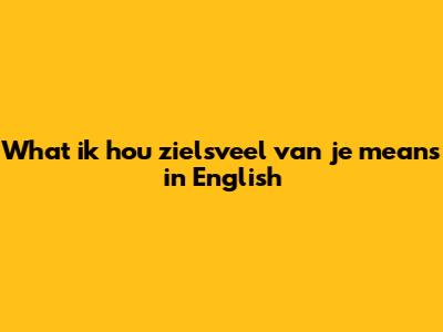 What "ik hou zielsveel van je" means in English
