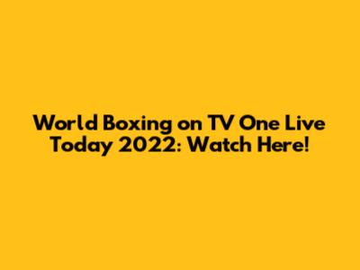 World Boxing on TV One Live Today 2022: Watch Here!