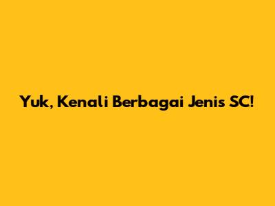 Yuk, Kenali Berbagai Jenis SC!