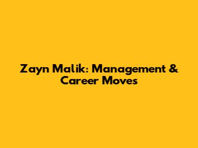 Zayn Malik: Management & Career Moves