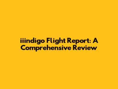 iiindigo Flight Report: A Comprehensive Review