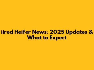 iired Heifer News: 2025 Updates & What to Expect
